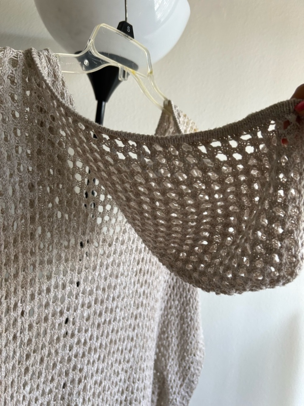 J. Jill Beige Crochet V-Neck Swim Coverup with Tie - Picture 8 of 10